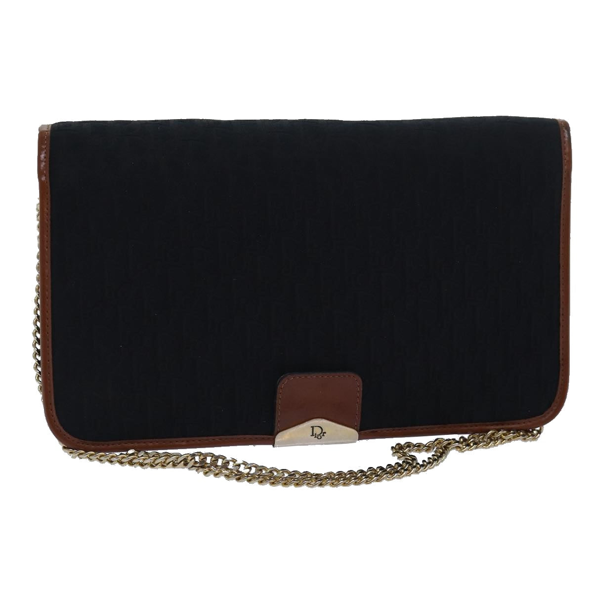 Dior Trotter chain Black Canvas Shoulder Bag