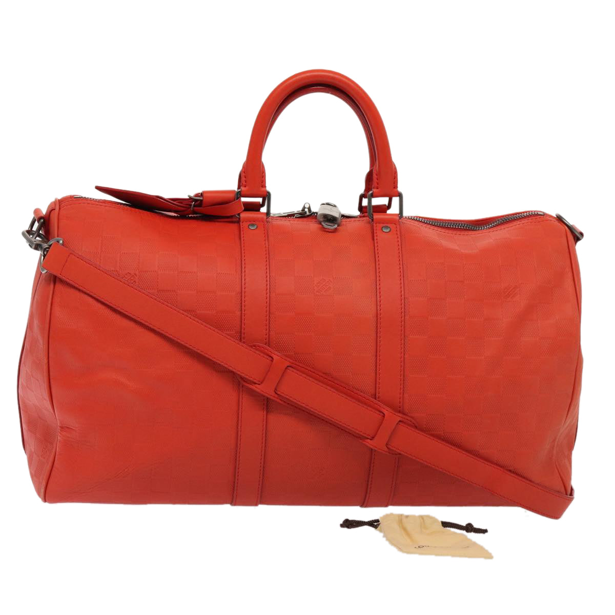 Louis Vuitton Keepall Bandouliere 45 Red Leather Travel Bag