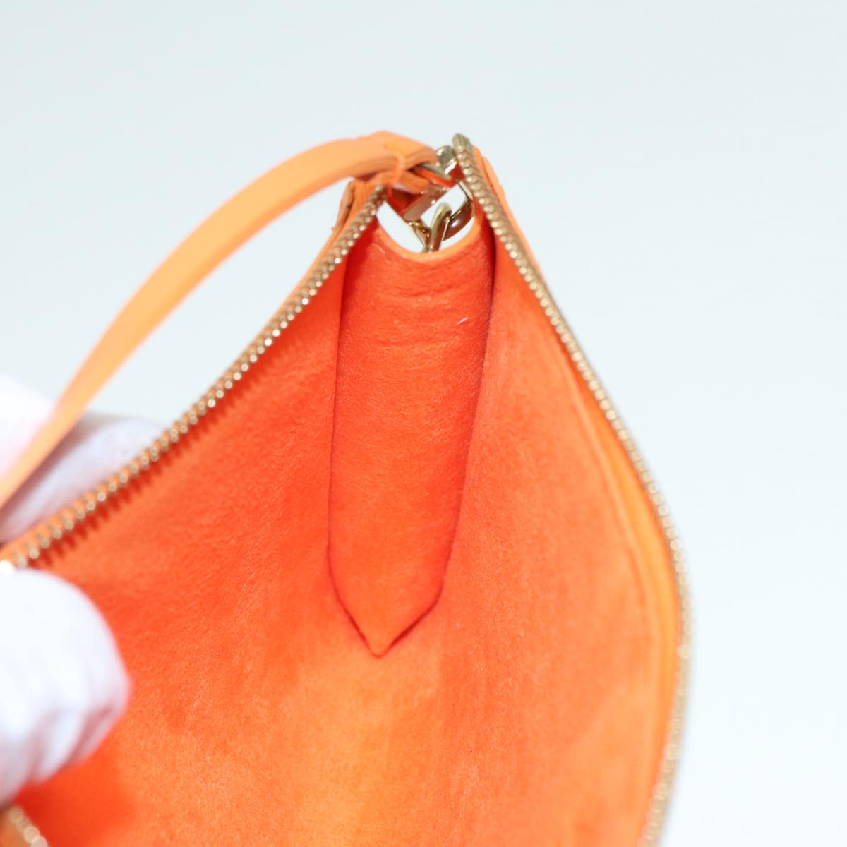 Louis Vuitton Pochette Accessoire Orange Leather Hand Bag