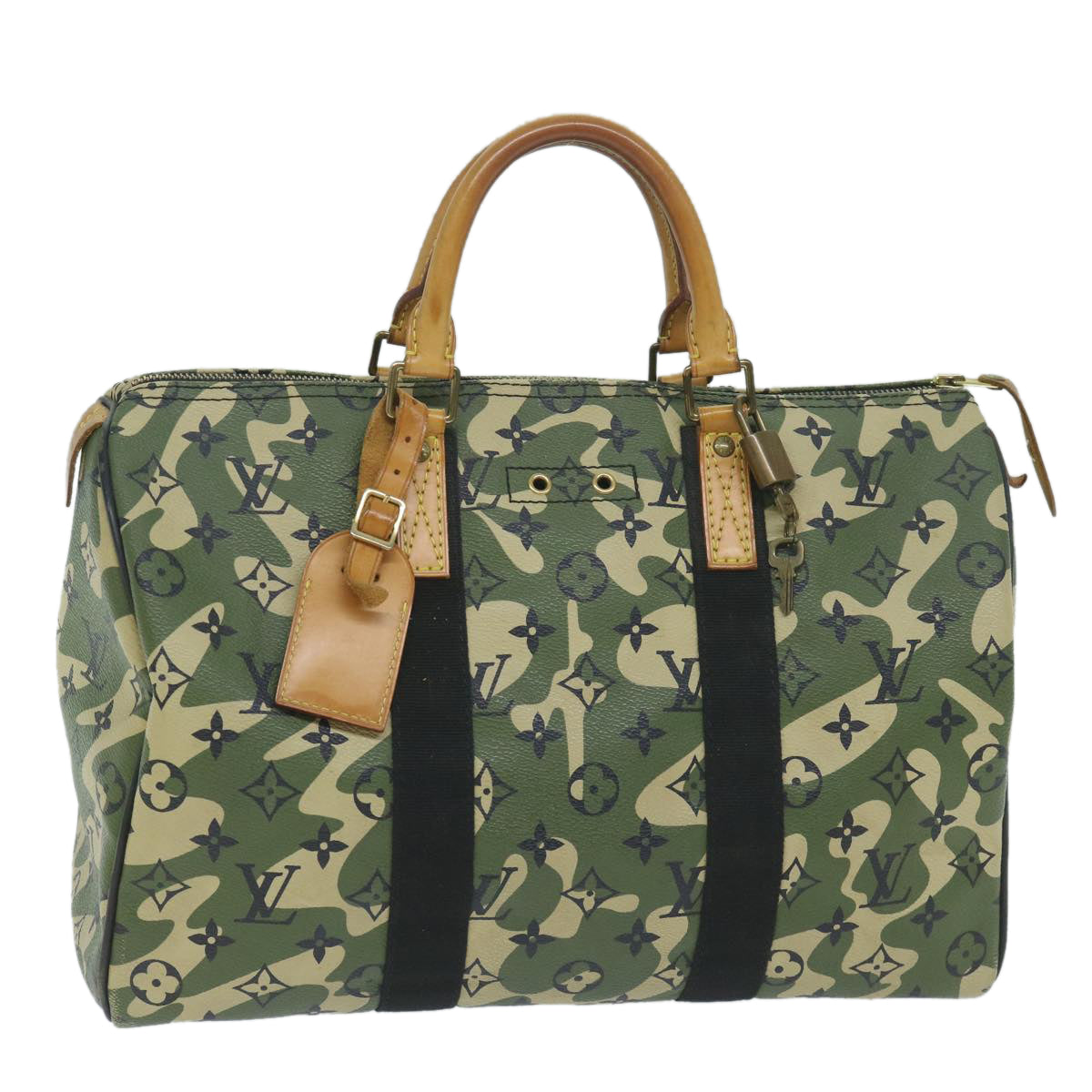 Louis Vuitton Speedy 35 Green Canvas Hand Bag