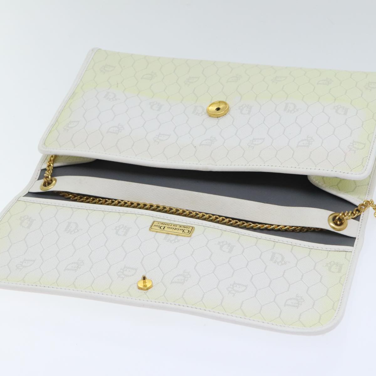 Dior Honeycomb White Canvas Shoulder Bag