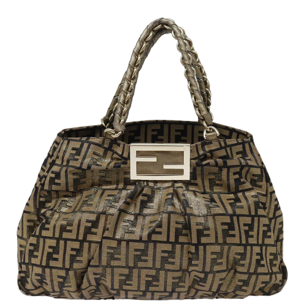 Fendi Zucca Gold Canvas Hand Bag