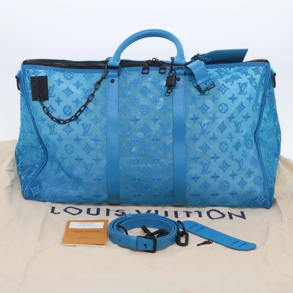 Louis Vuitton Keepall Blue Canvas Travel Bag