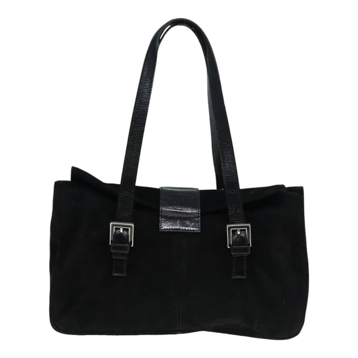 Fendi Mamma Baguette Black Suede Shoulder Bag