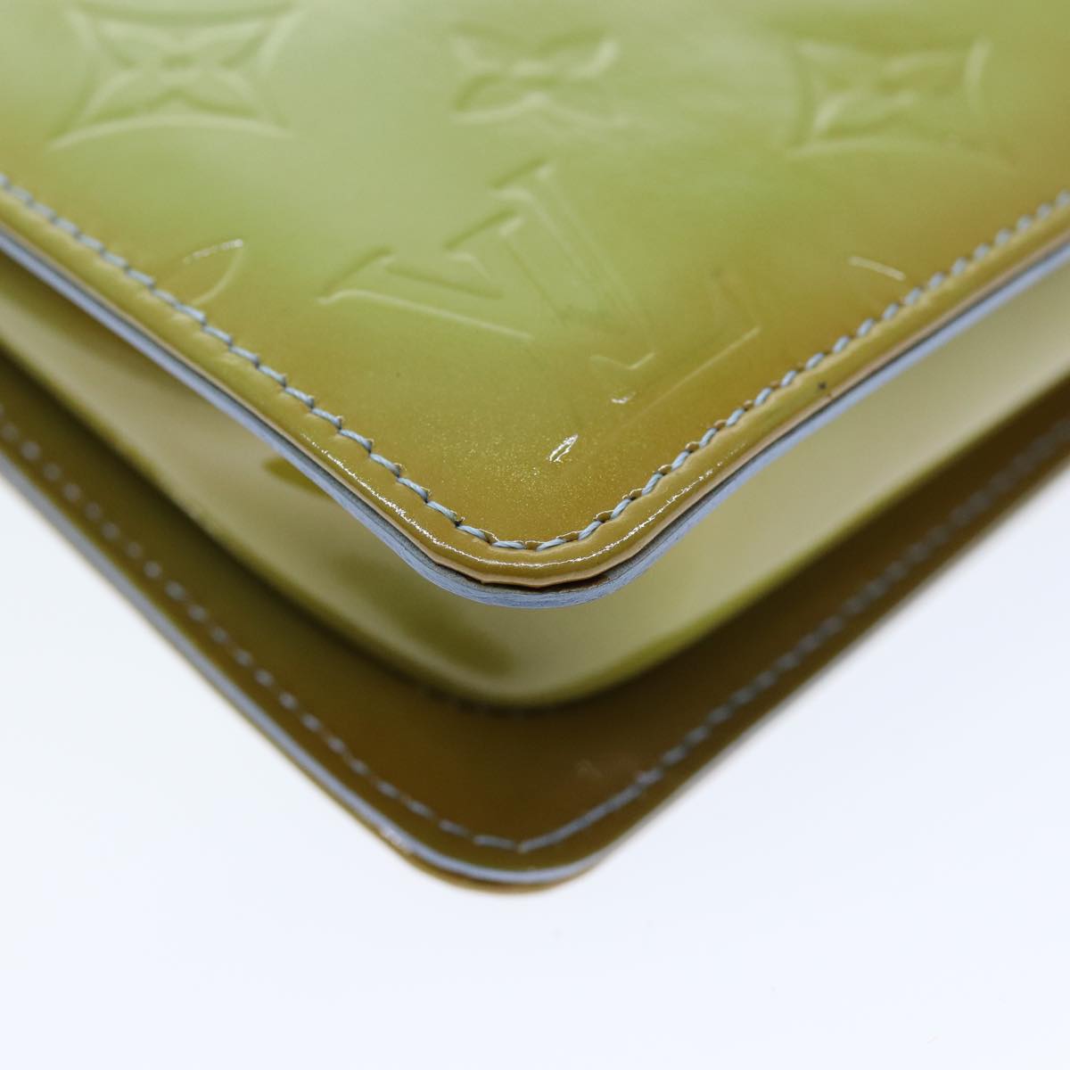 Louis Vuitton Pochette Accessoire Green Leather Clutch Bag