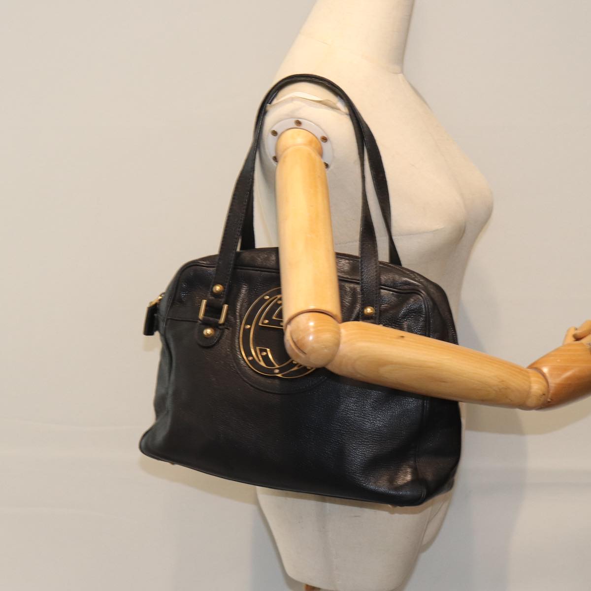 Gucci Interlocking G Black Leather Shoulder Bag