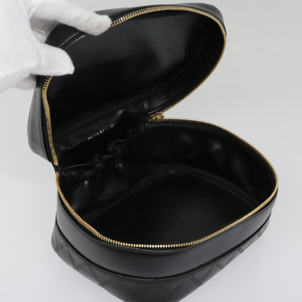 Chanel Vanity Black Leather Clutch Bag