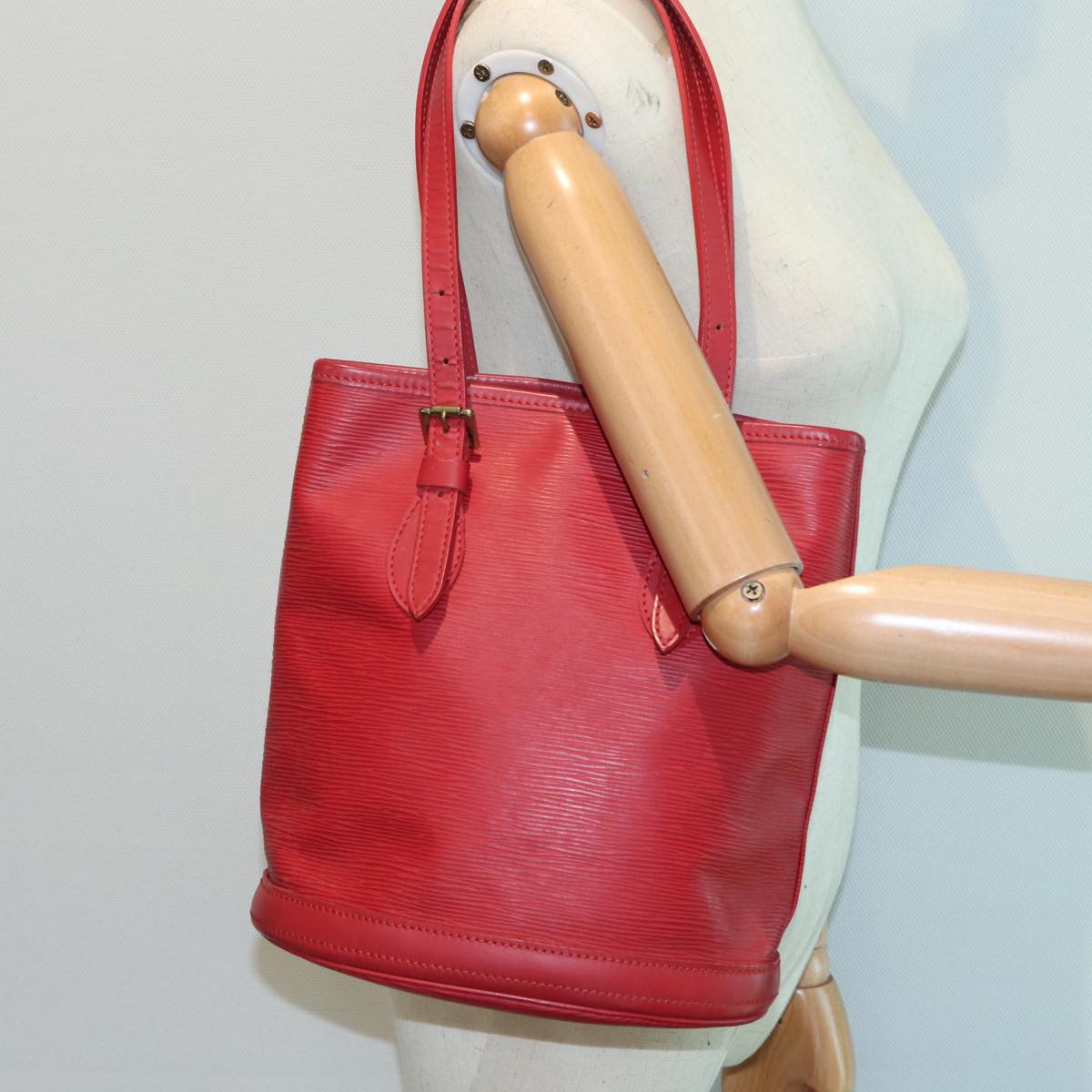 Louis Vuitton Bucket PM Red Leather Shoulder Bag