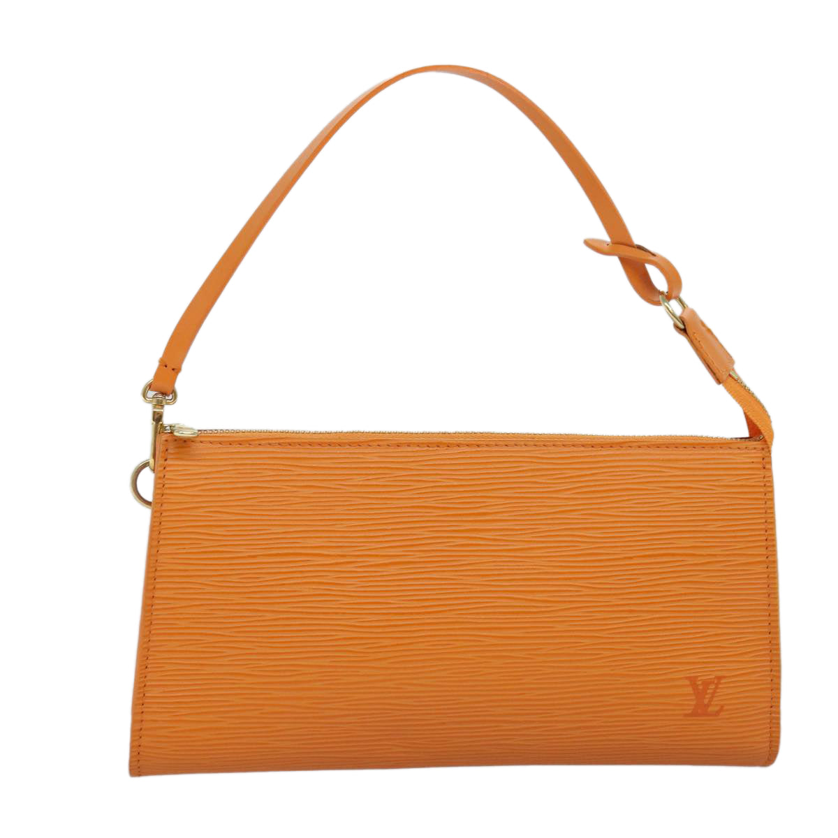 Louis Vuitton Pochette Accessoire Orange Leather Clutch Bag