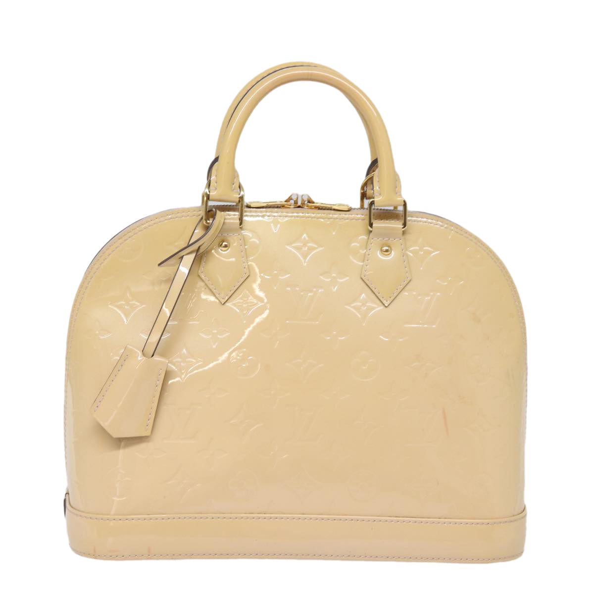 Louis Vuitton Alma Beige Patent Leather Hand Bag