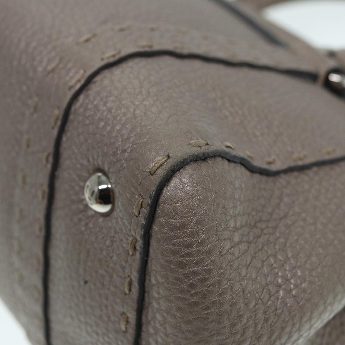 Fendi Selleria Grey Leather Hand Bag