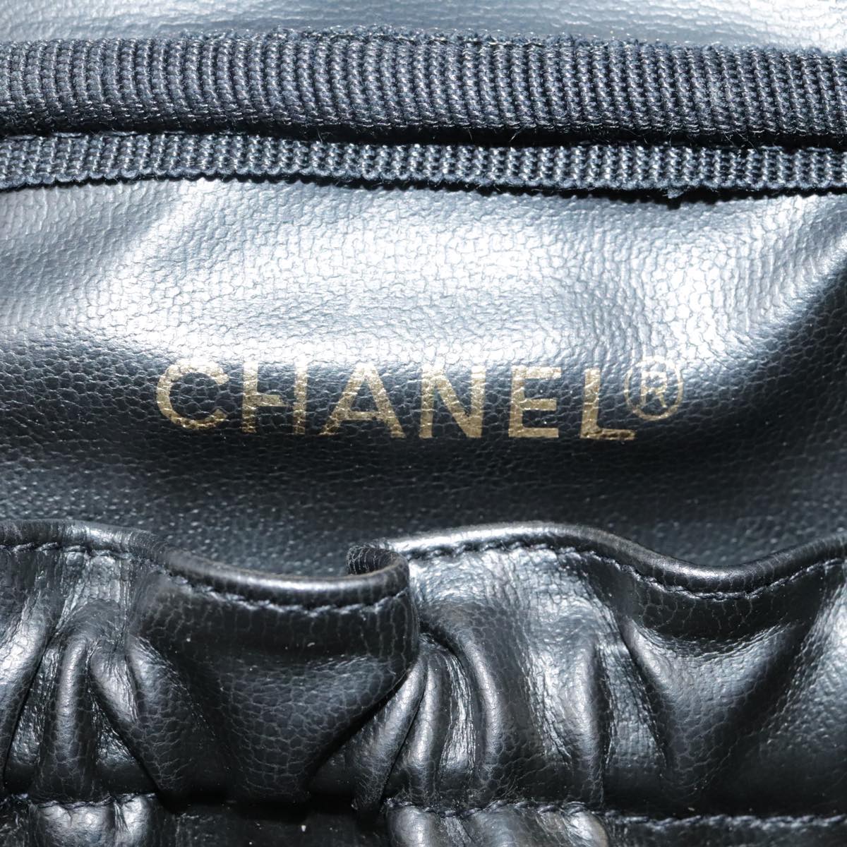 Chanel Vanity Black Leather Clutch Bag