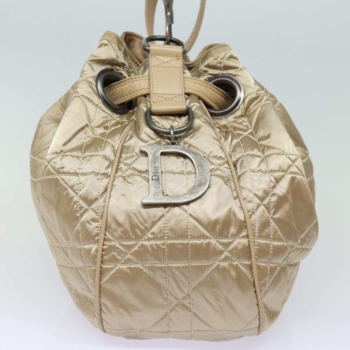 Dior Cannage Lady Beige Synthetic Shoulder Bag