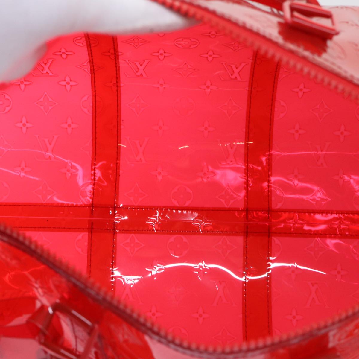 Louis Vuitton Keepall Bandouliere 50 Red Plastic Travel Bag