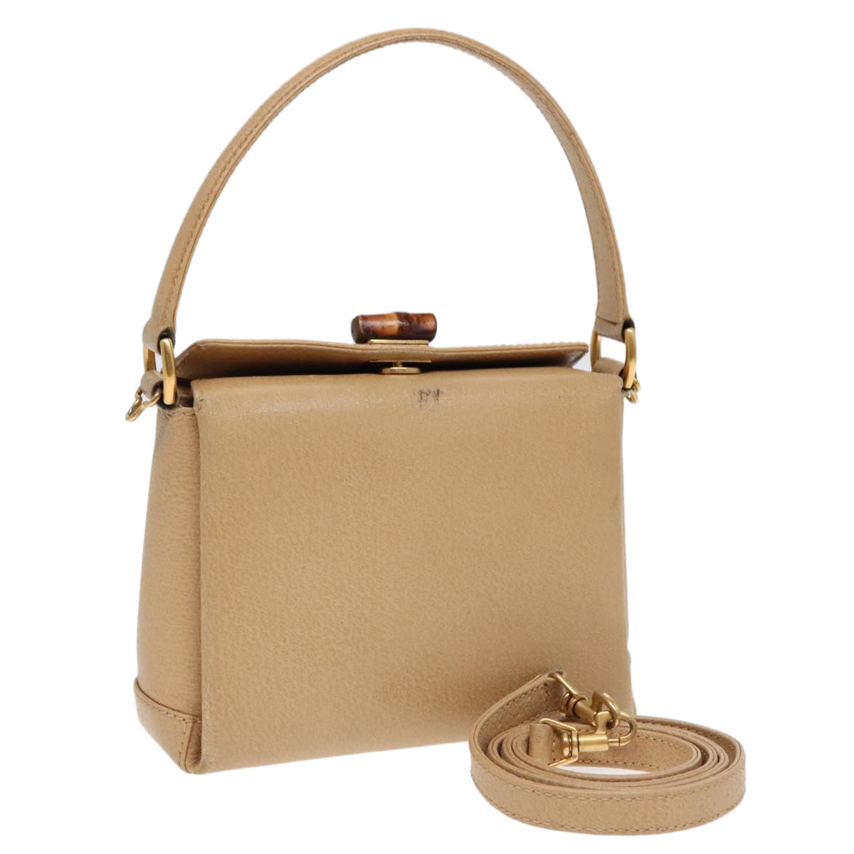 Gucci Bamboo Beige Leather Hand Bag