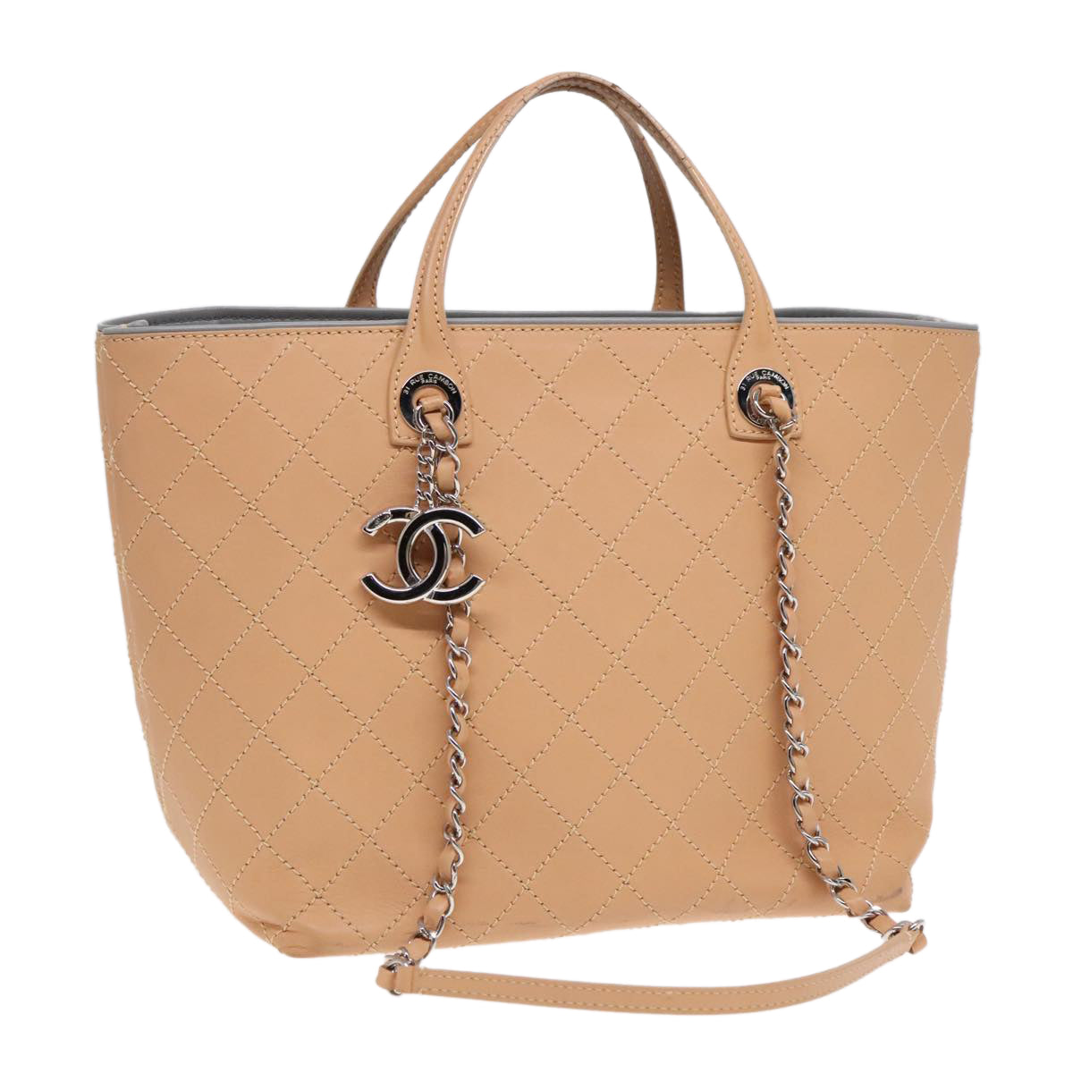 Chanel Matelassé Beige Leather Tote Bag