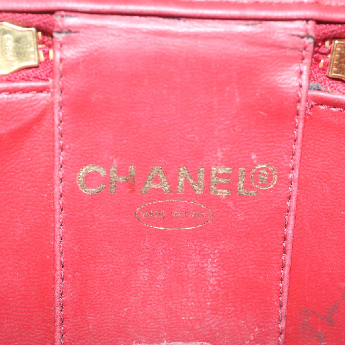 Chanel Vanity Red Leather Clutch Bag