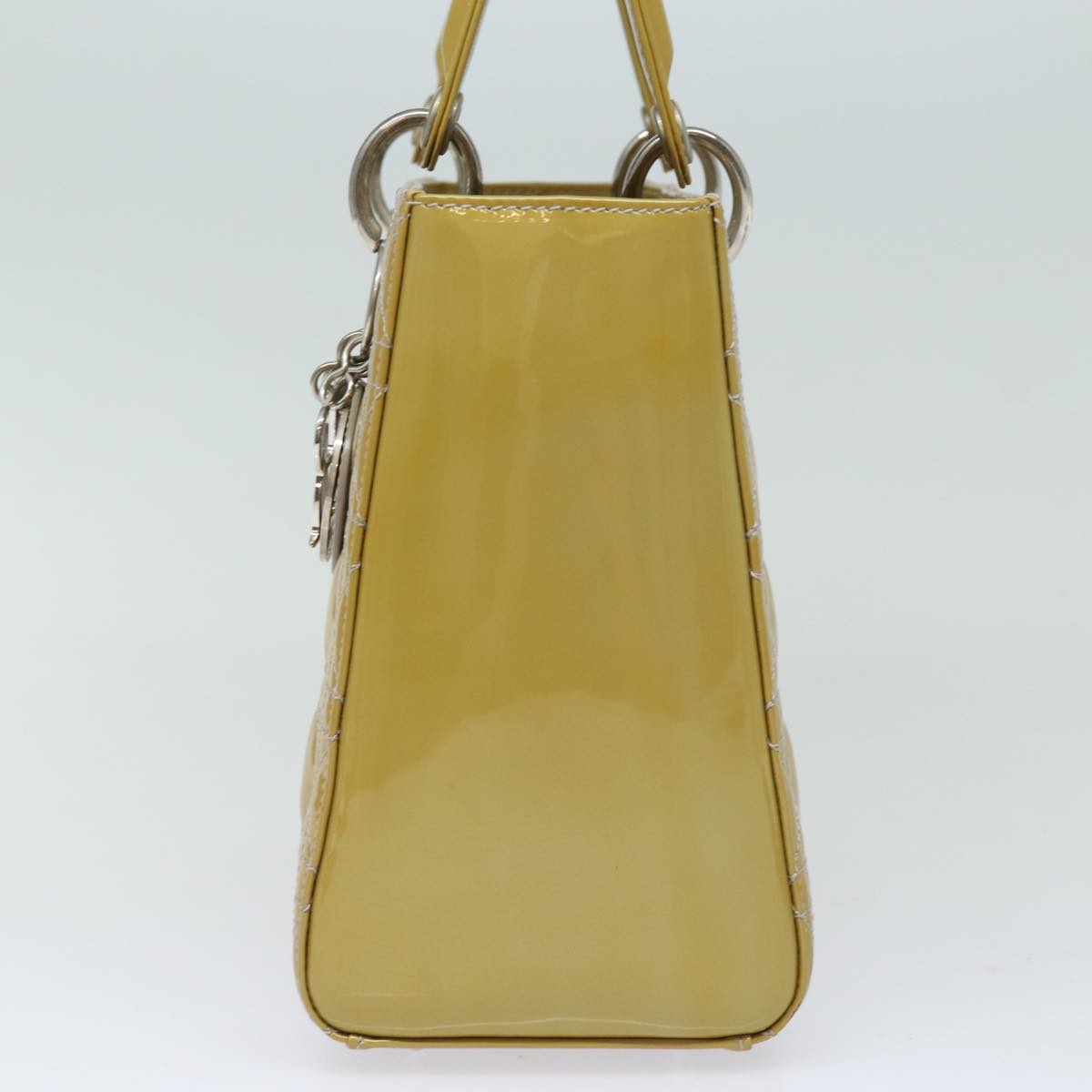 Dior Lady Dior Yellow Patent Leather Hand Bag