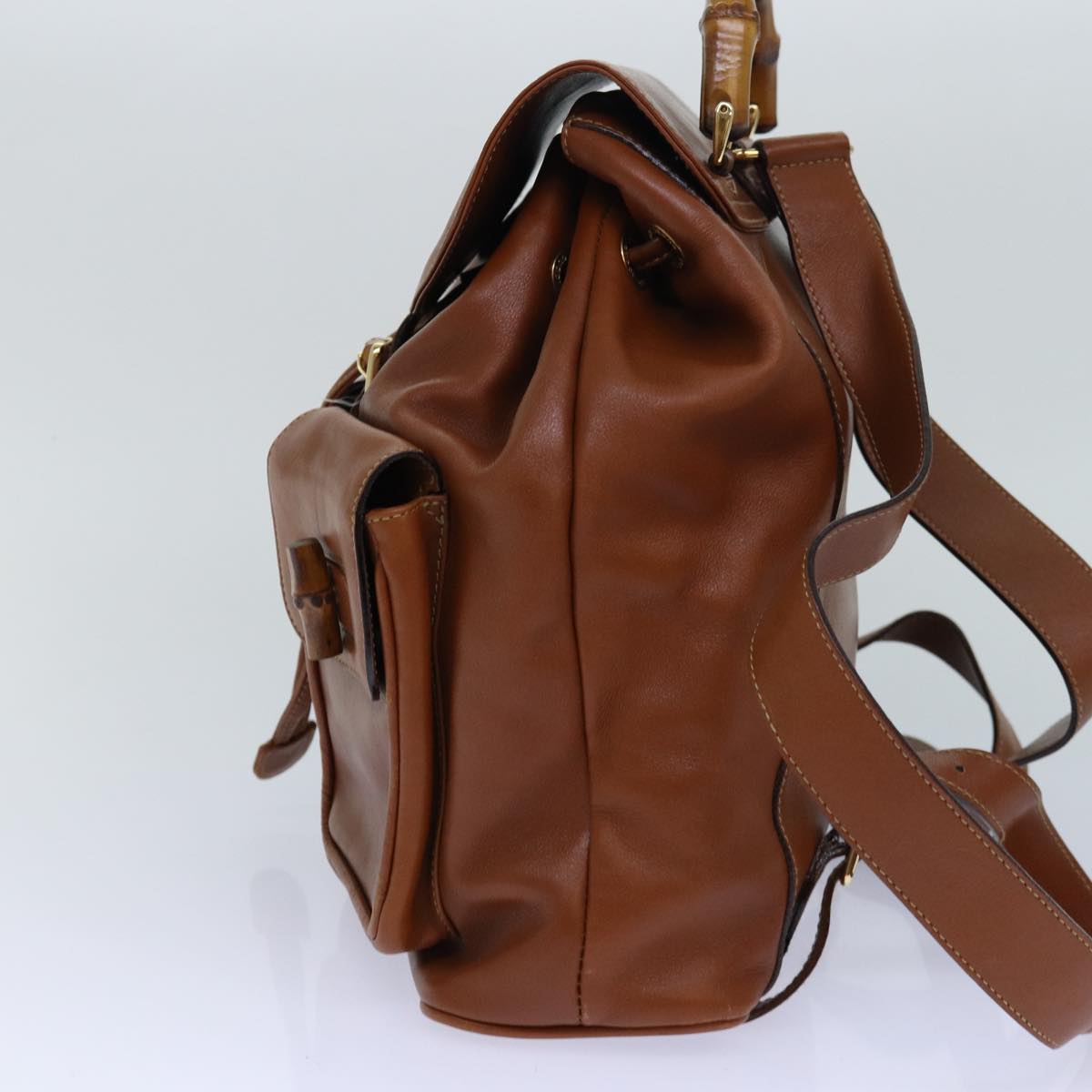 Gucci Bamboo Brown Leather Backpack Bag