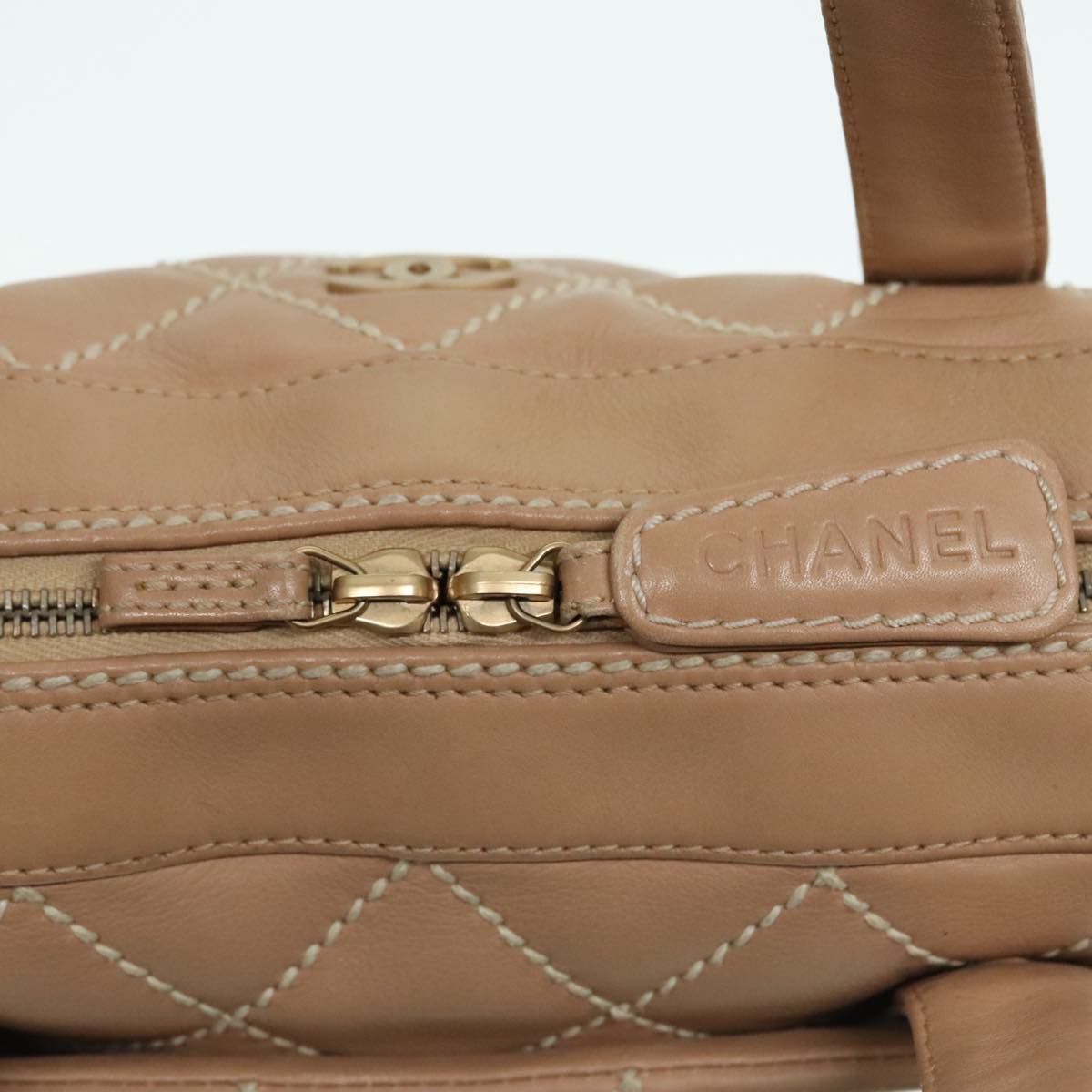 Chanel Wild stitch Beige Leather Hand Bag