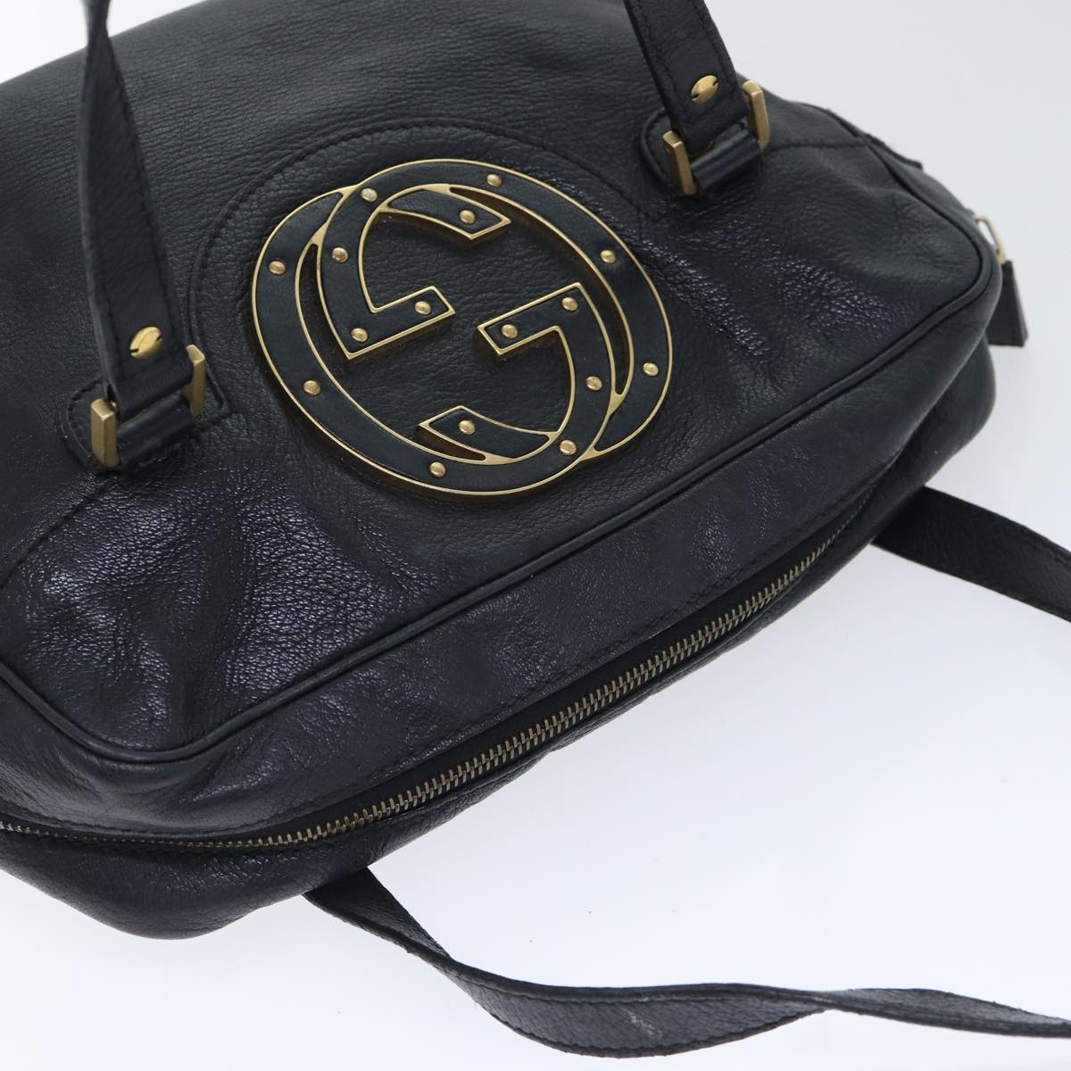 Gucci Interlocking G Black Leather Shoulder Bag