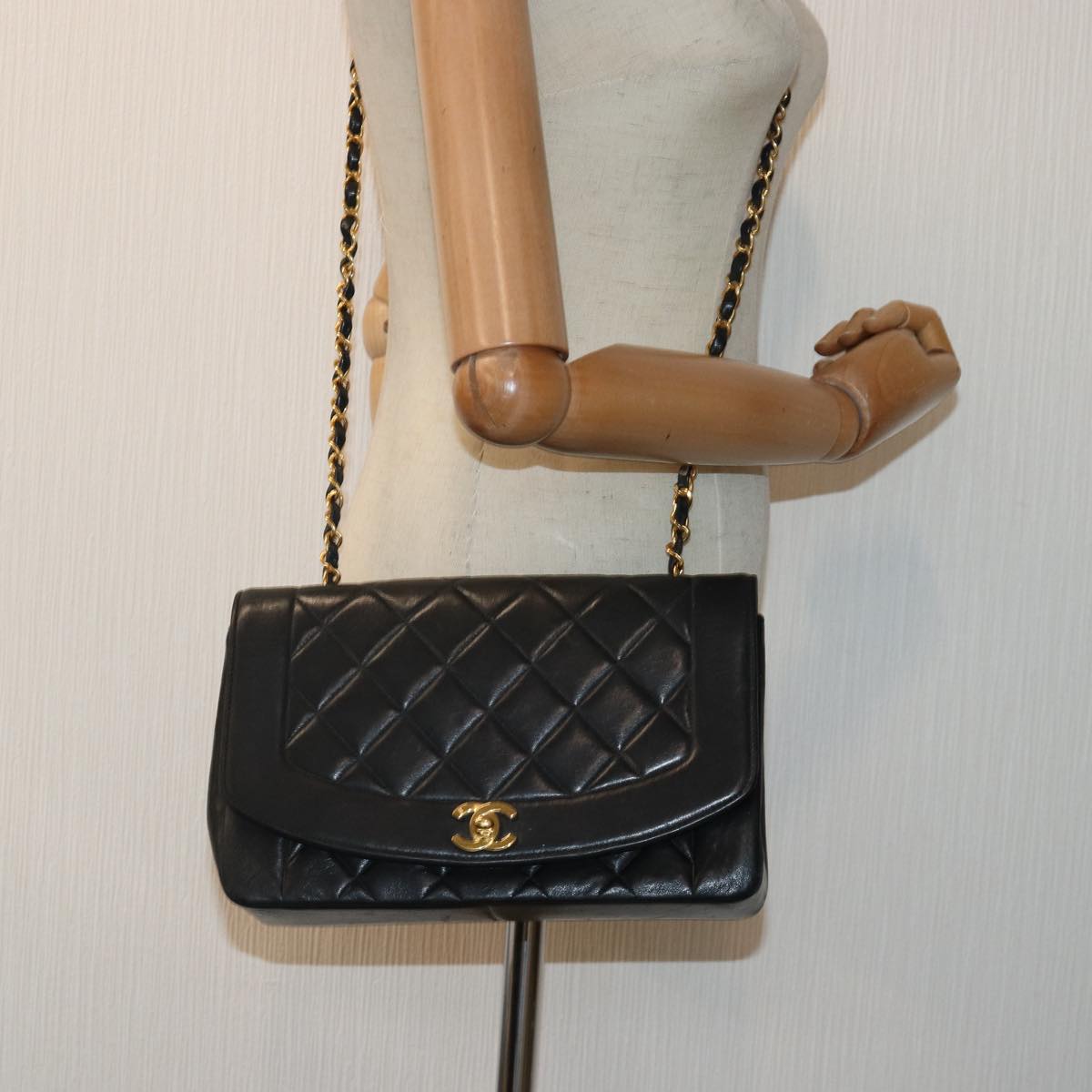 Chanel Diana Black Leather Shoulder Bag