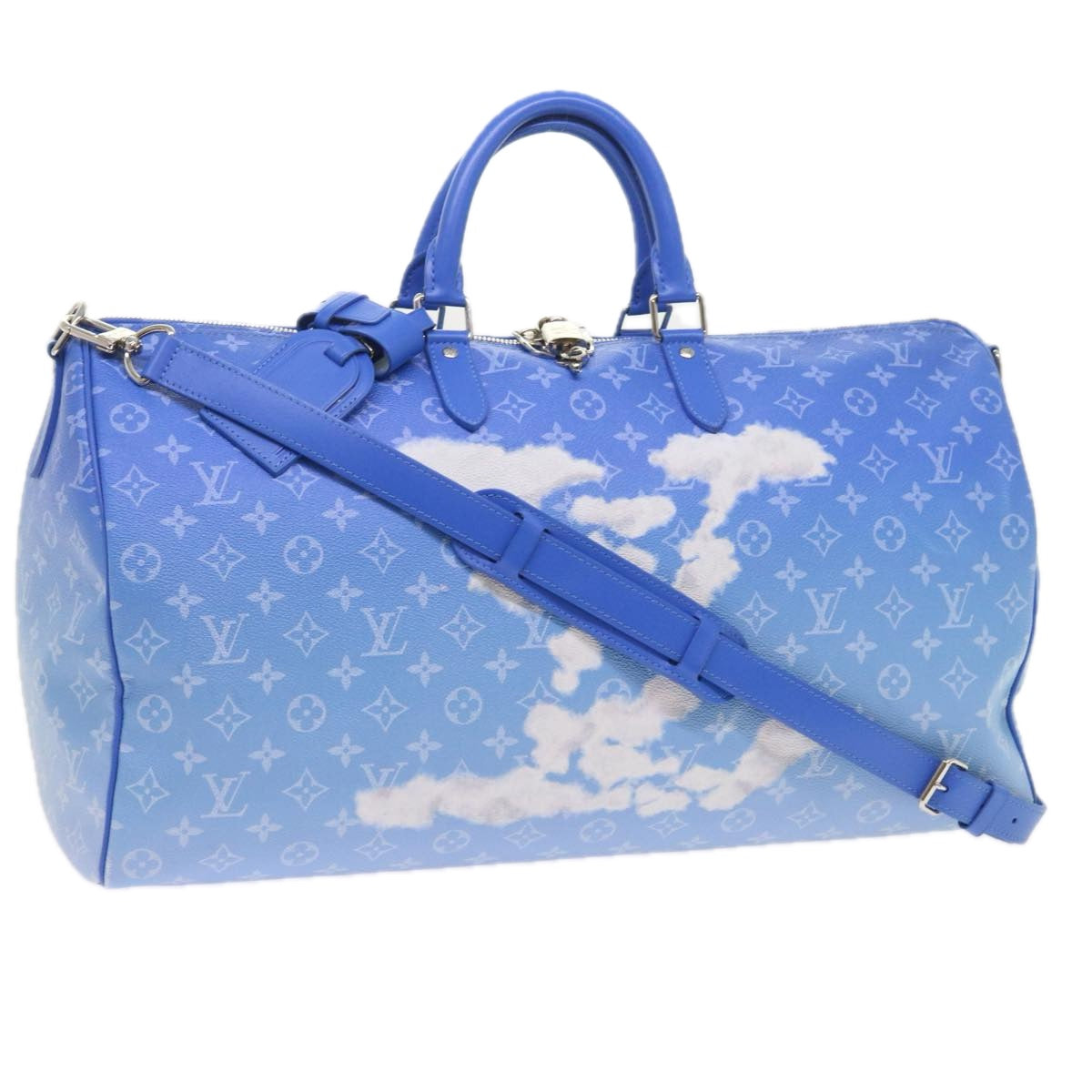 Louis Vuitton Keepall Bandouliere 50 Blue Canvas Travel Bag