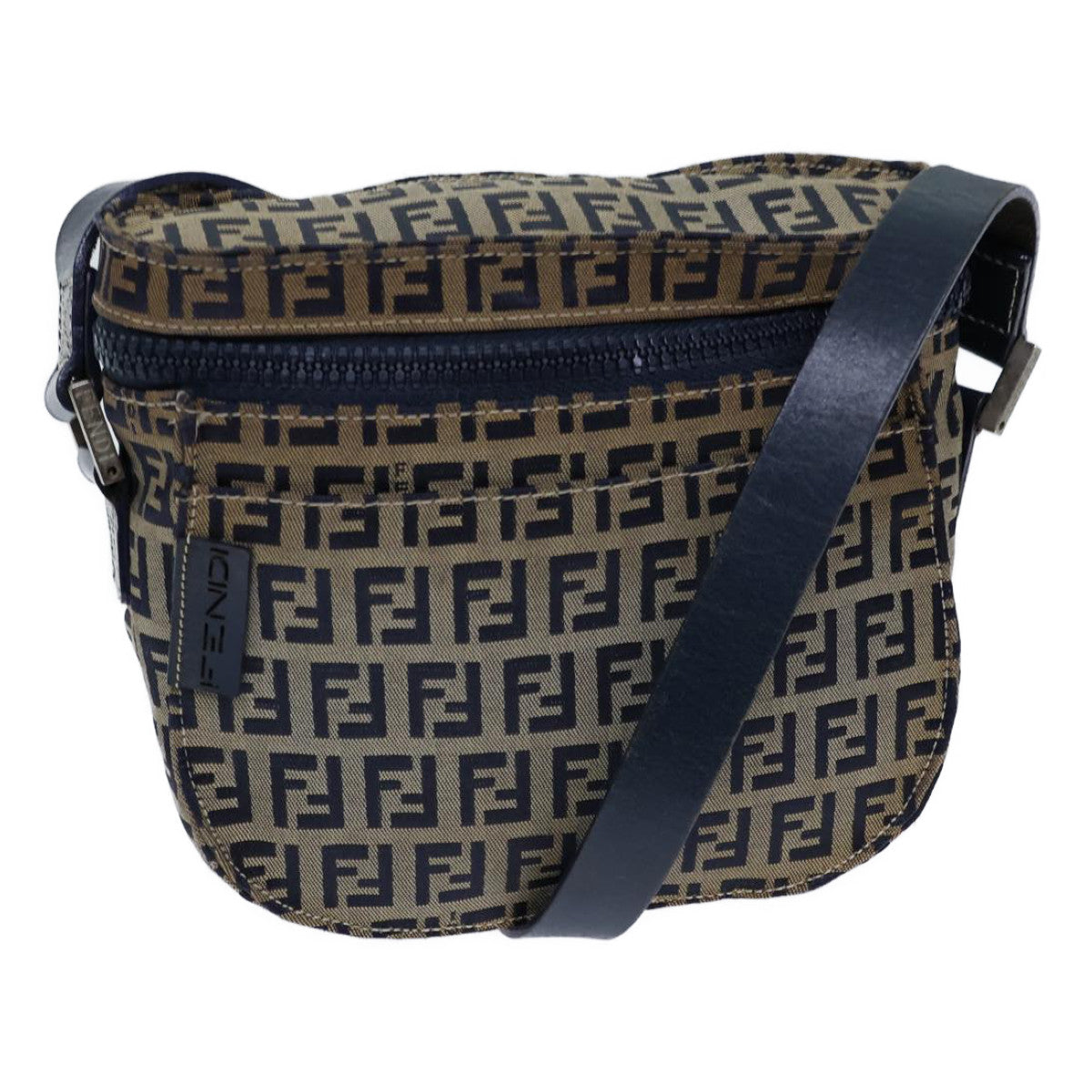 Fendi Zucchino Navy Canvas Shoulder Bag