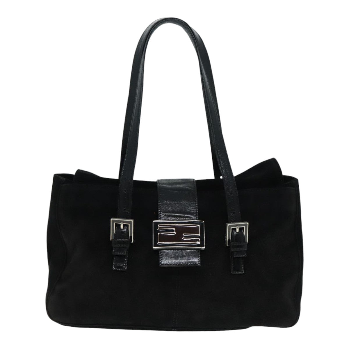 Fendi Mamma Baguette Black Suede Shoulder Bag