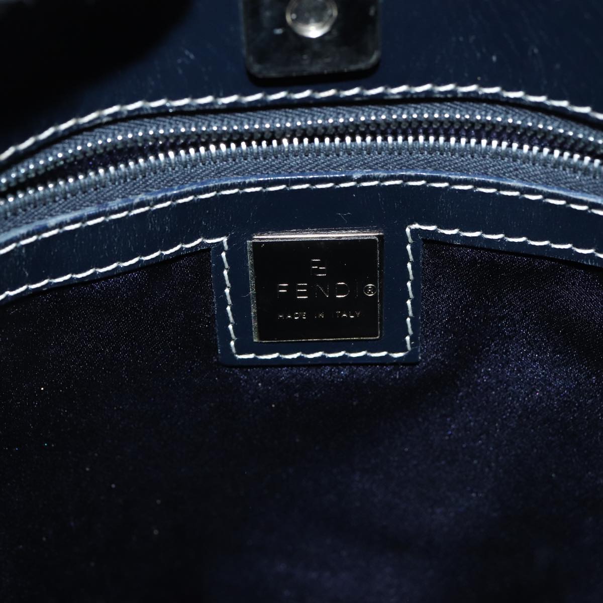 Fendi Zucchino Navy Canvas Hand Bag