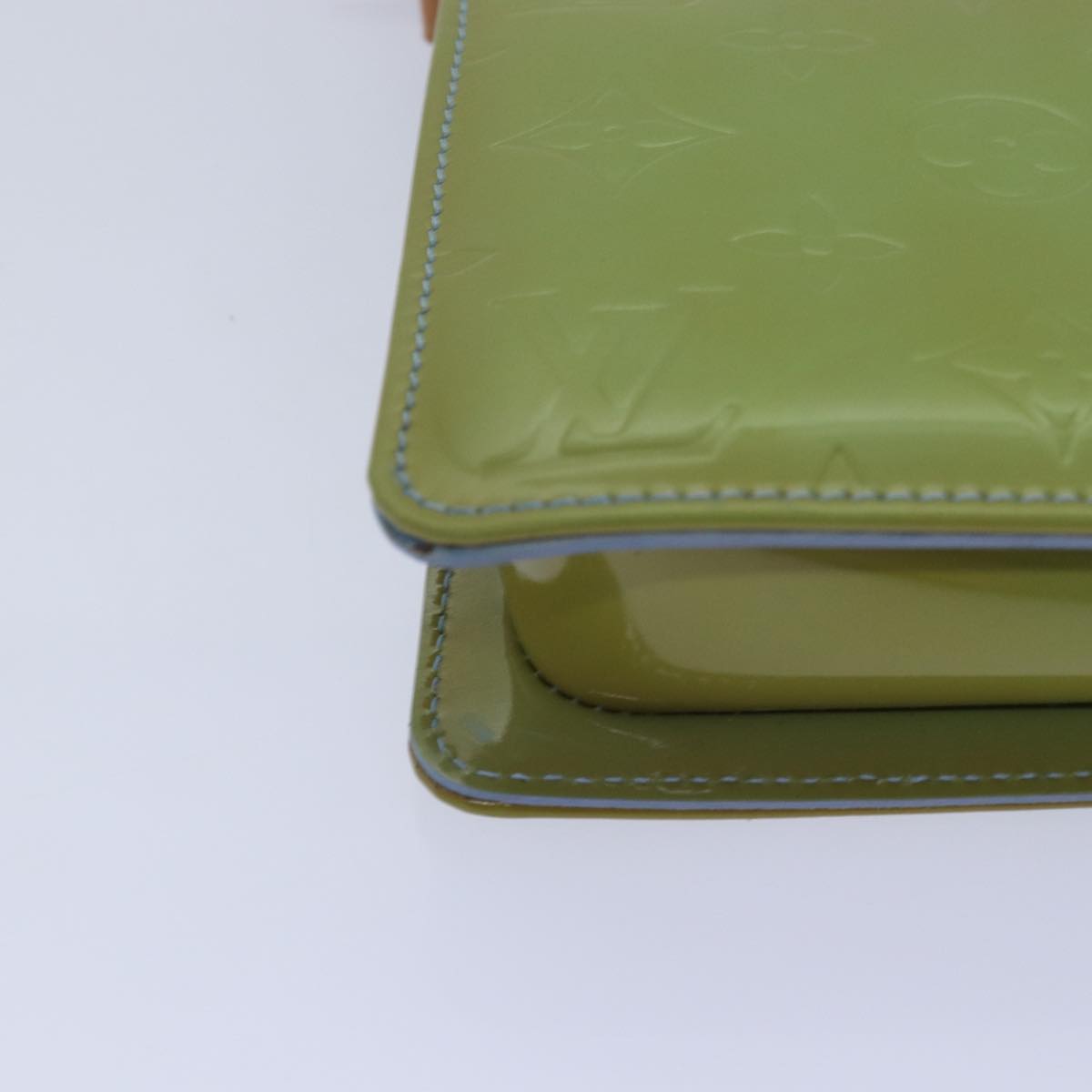 Louis Vuitton Pochette Accessoire Green Patent Leather Clutch Bag