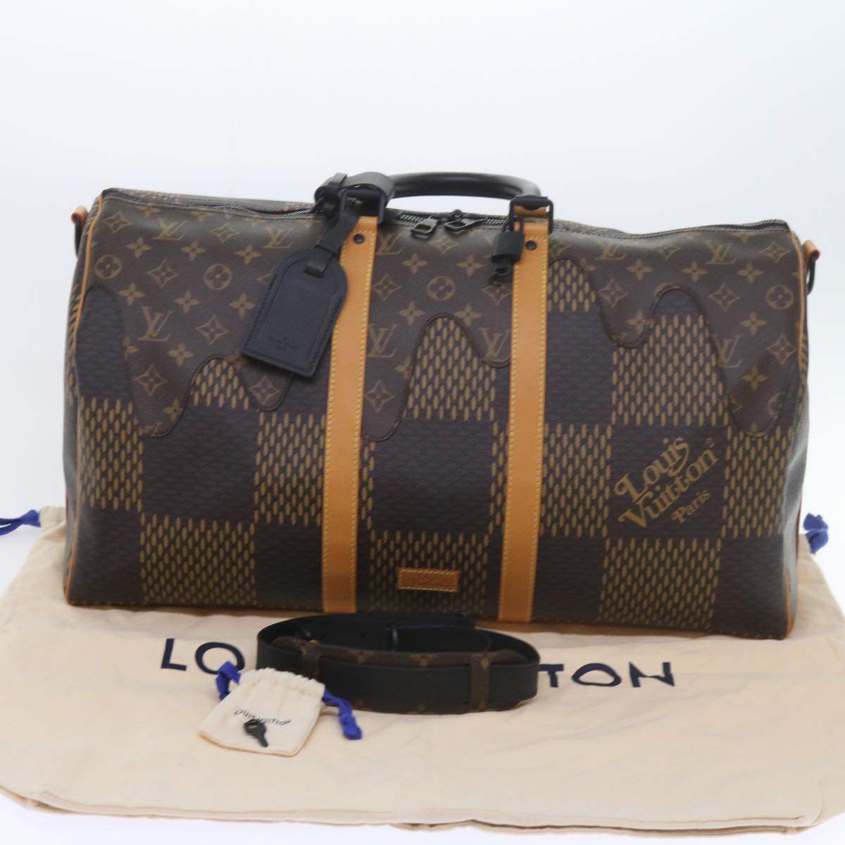 Louis Vuitton Keepall Bandouliere 50 Brown Canvas Travel Bag