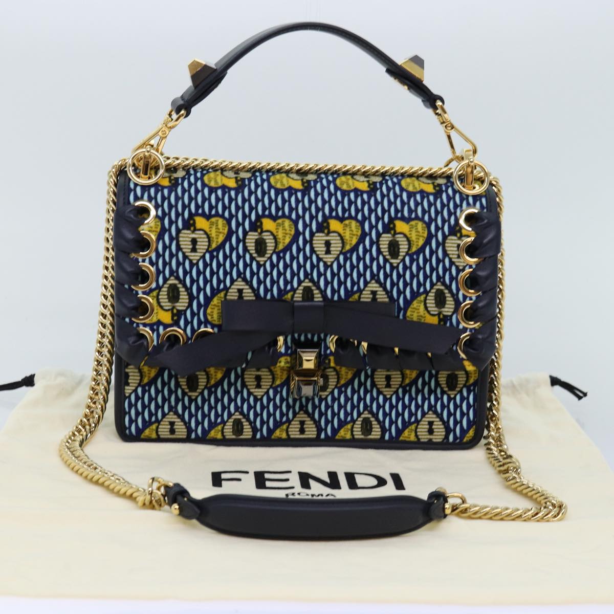 Fendi Blue Suede Shoulder Bag