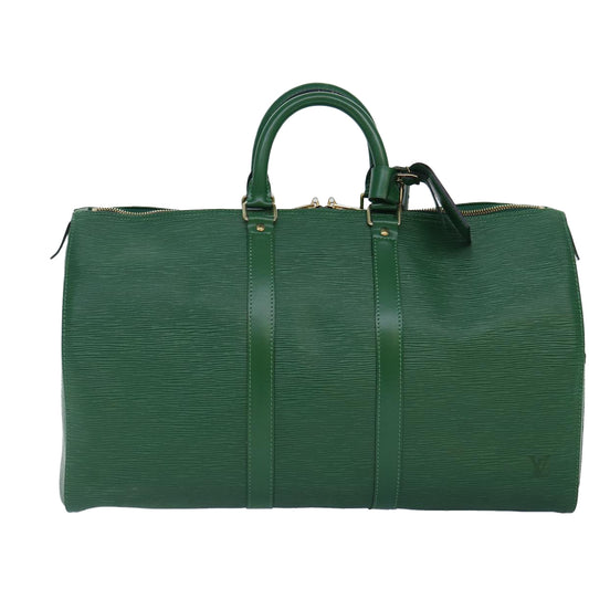 Louis Vuitton Keepall 45 Green Leather Travel Bag