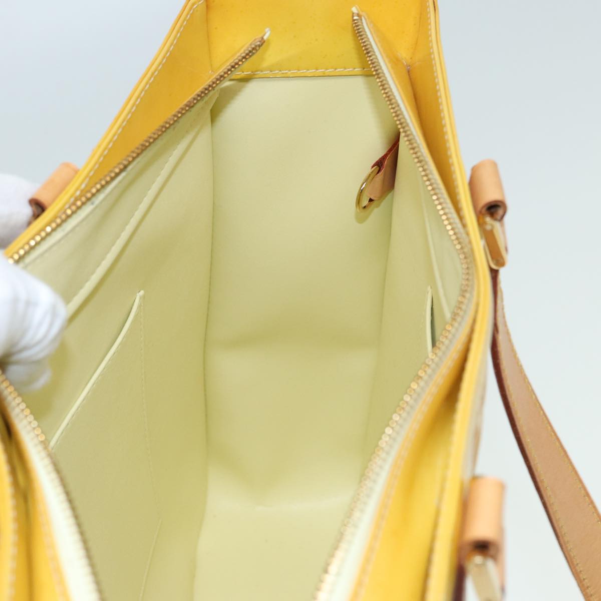 Louis Vuitton Columbus Yellow Patent Leather Tote Bag