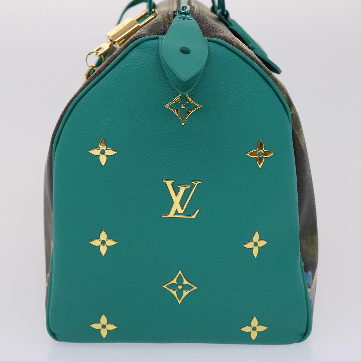 Louis Vuitton Speedy 30 Green Leather Hand Bag