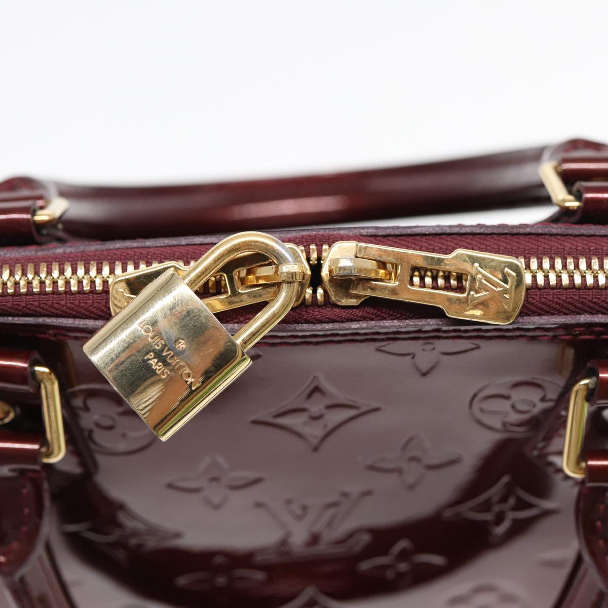 Louis Vuitton Alma Burgundy Patent Leather Hand Bag