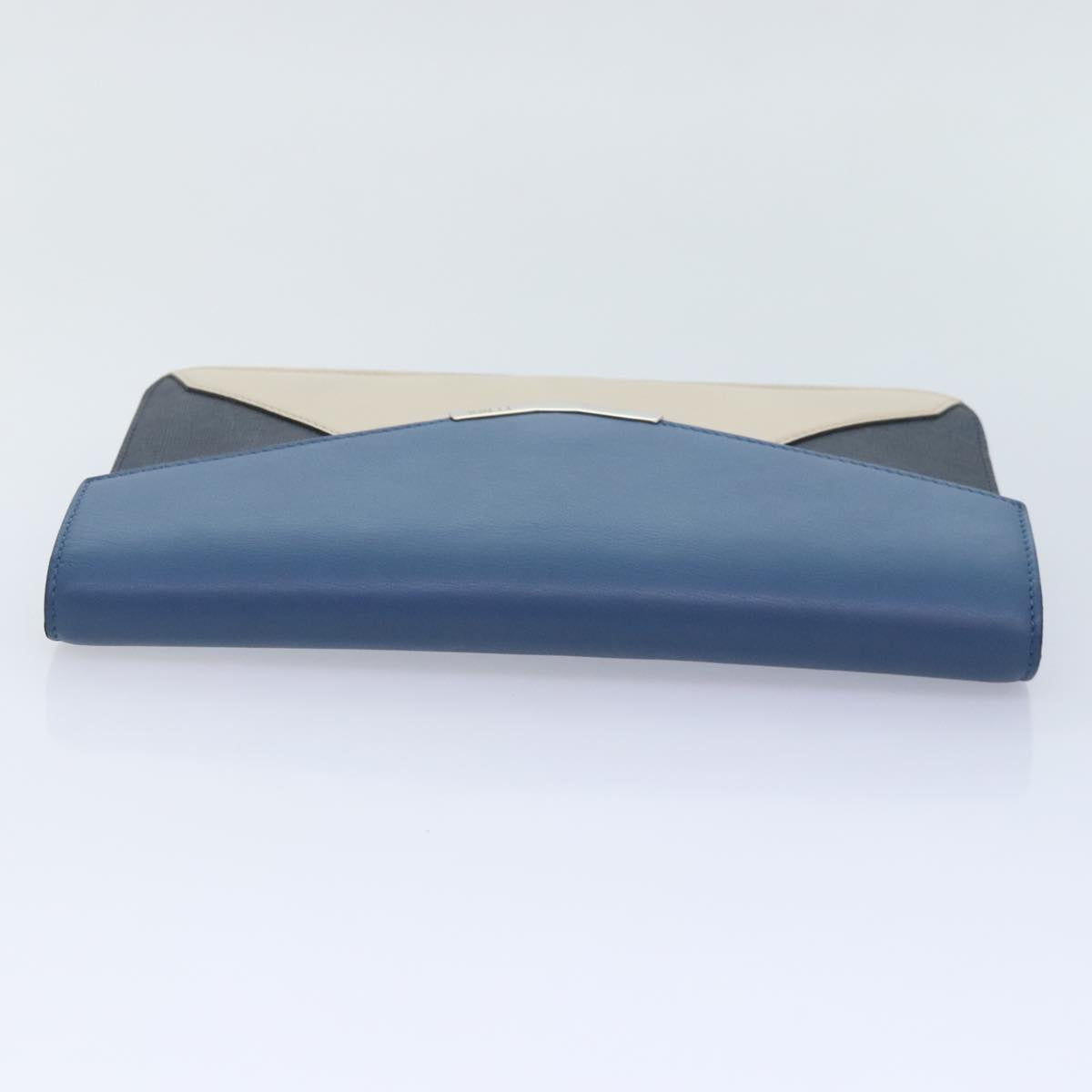 Fendi 2Jours Blue Leather Clutch Bag