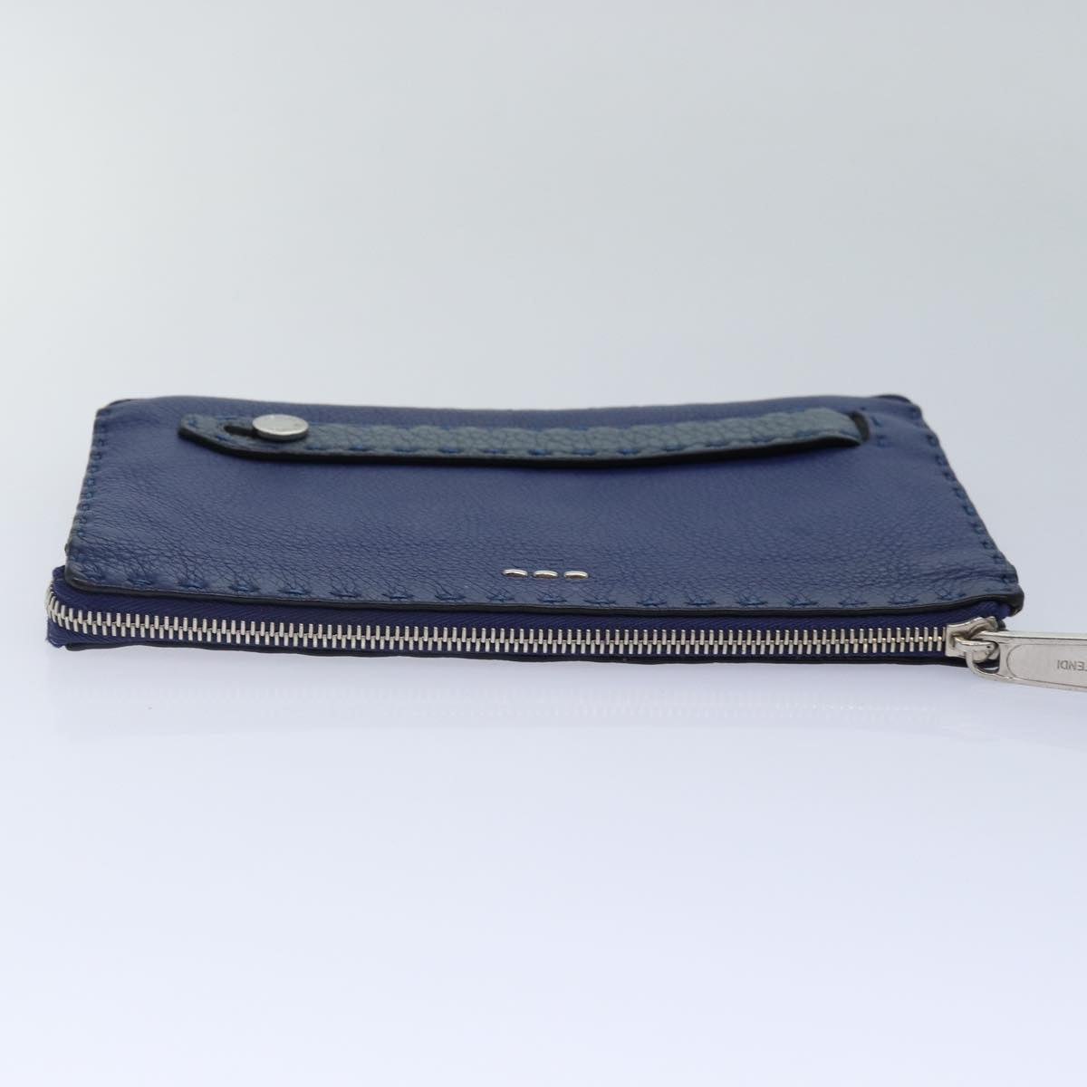 Fendi Selleria Blue Leather Clutch Bag