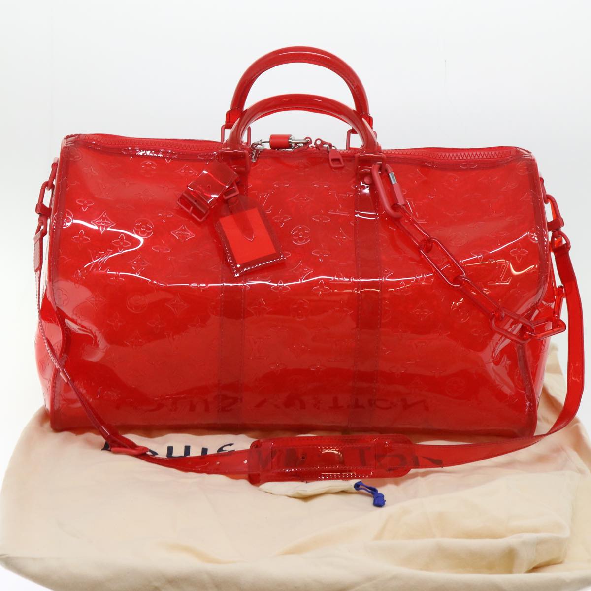 Louis Vuitton Keepall Bandouliere 50 Red Plastic Travel Bag