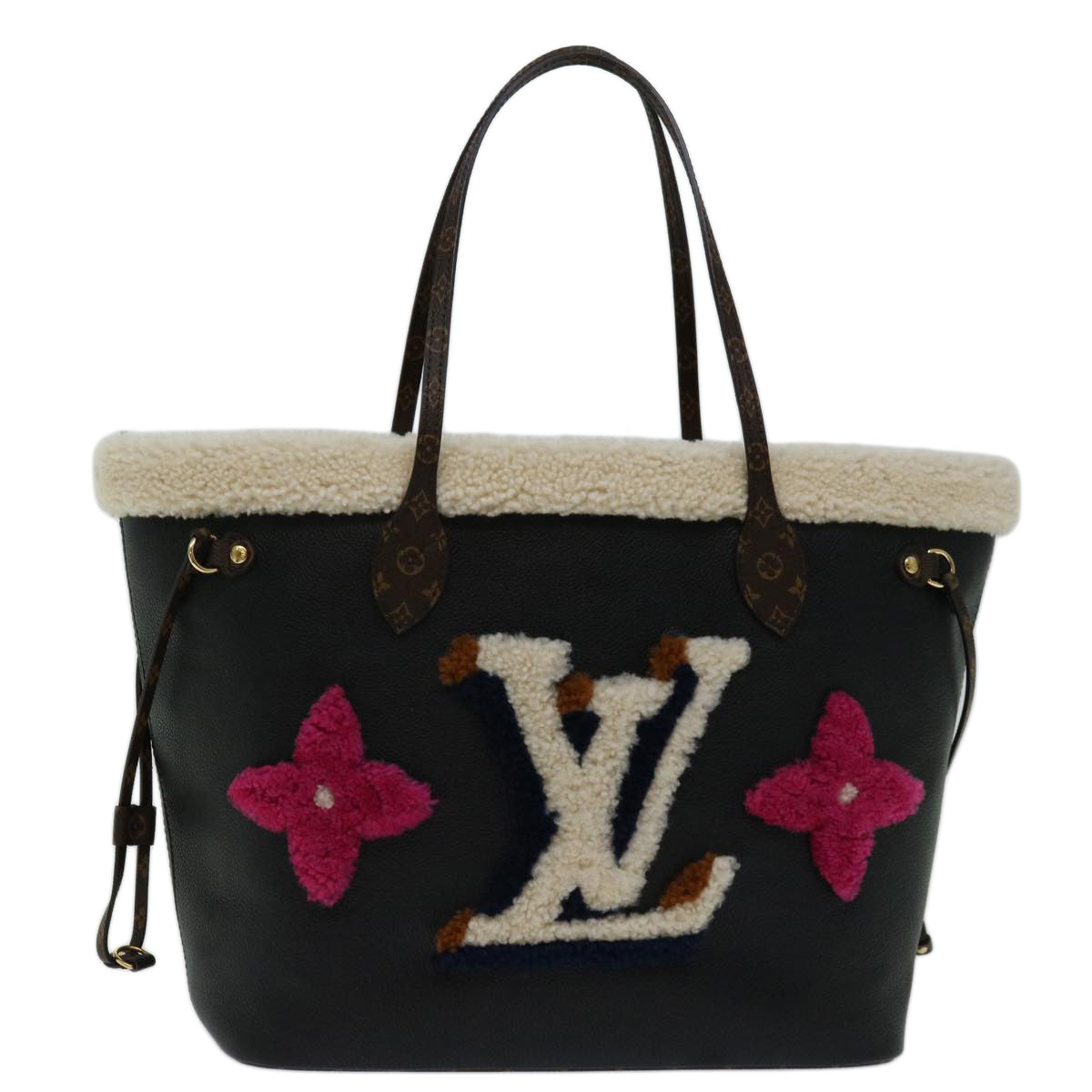 Louis Vuitton Neverfull MM Black Canvas Tote Bag