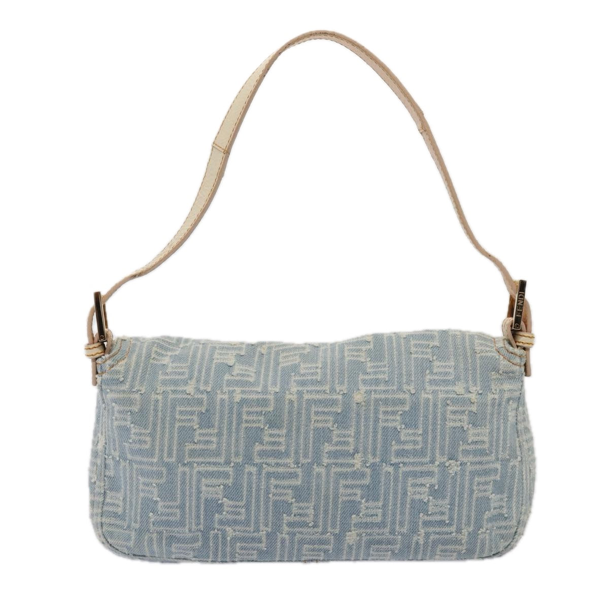 Fendi Baguette Blue Canvas Shoulder Bag