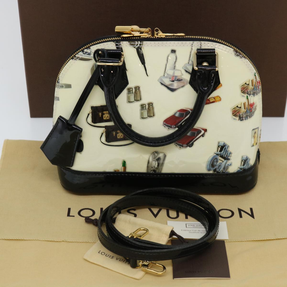 Louis Vuitton Alma White Patent Leather Hand Bag