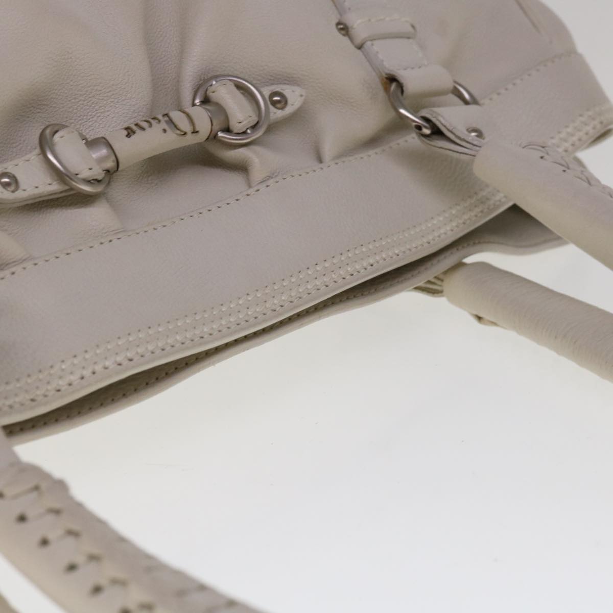 Dior White Leather Tote Bag