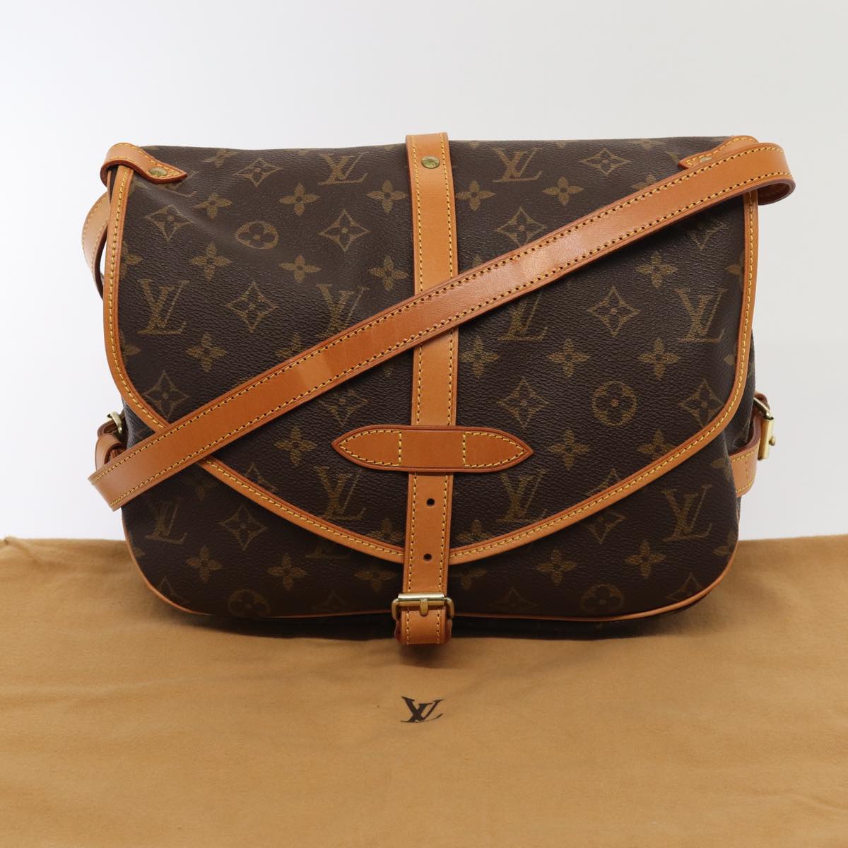 Louis Vuitton Saumur Brown Canvas Shoulder Bag