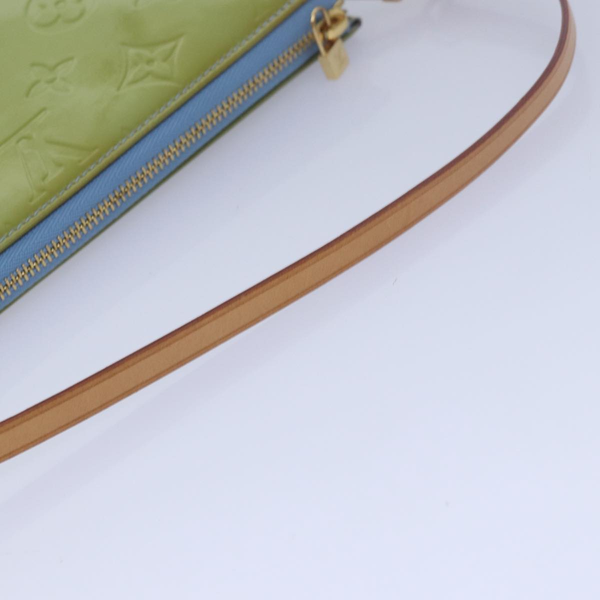 Louis Vuitton Pochette Accessoire Green Patent Leather Clutch Bag