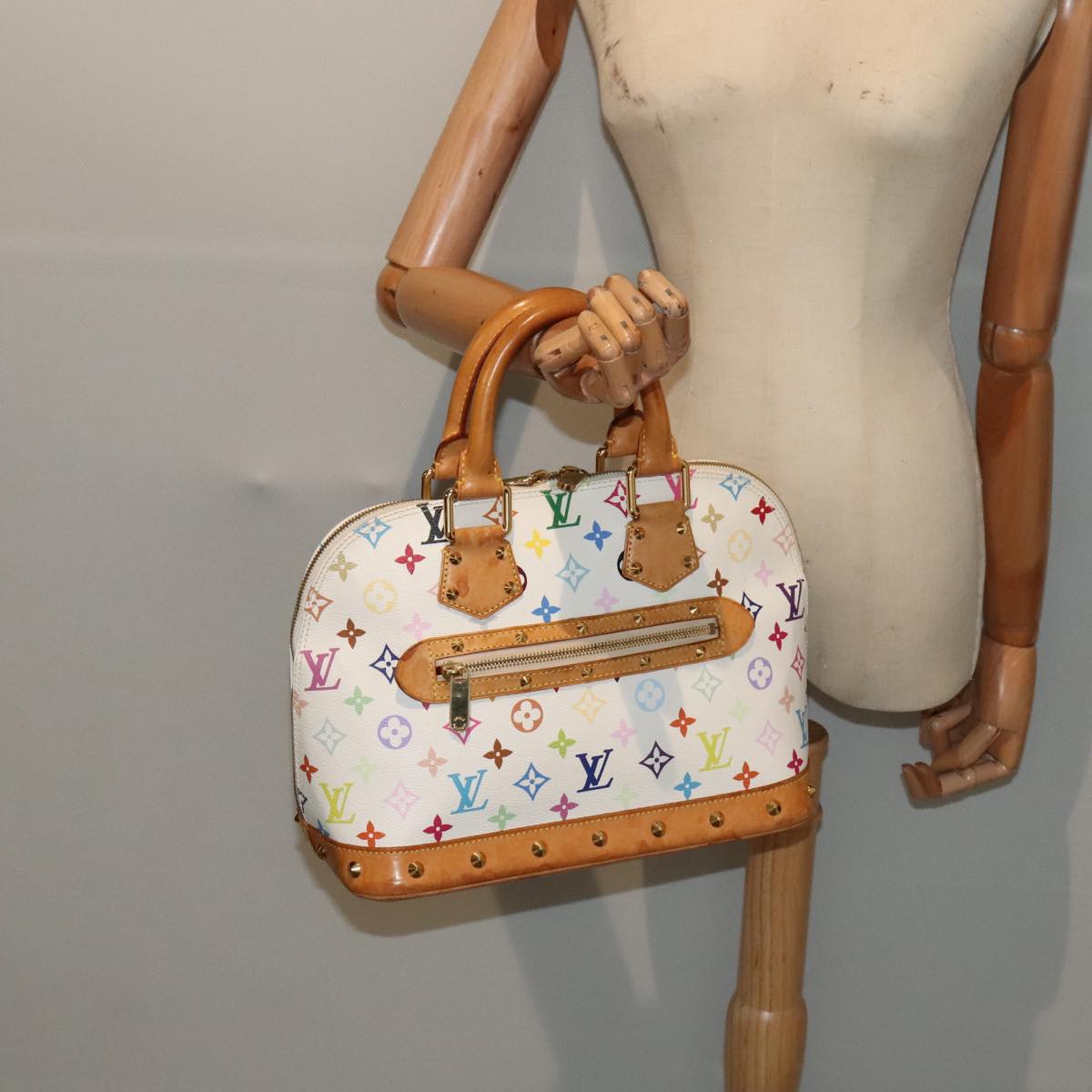 Louis Vuitton Alma White Canvas Hand Bag