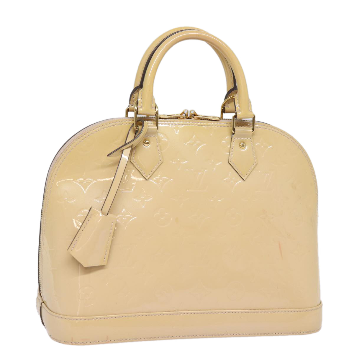 Louis Vuitton Alma Beige Patent Leather Hand Bag