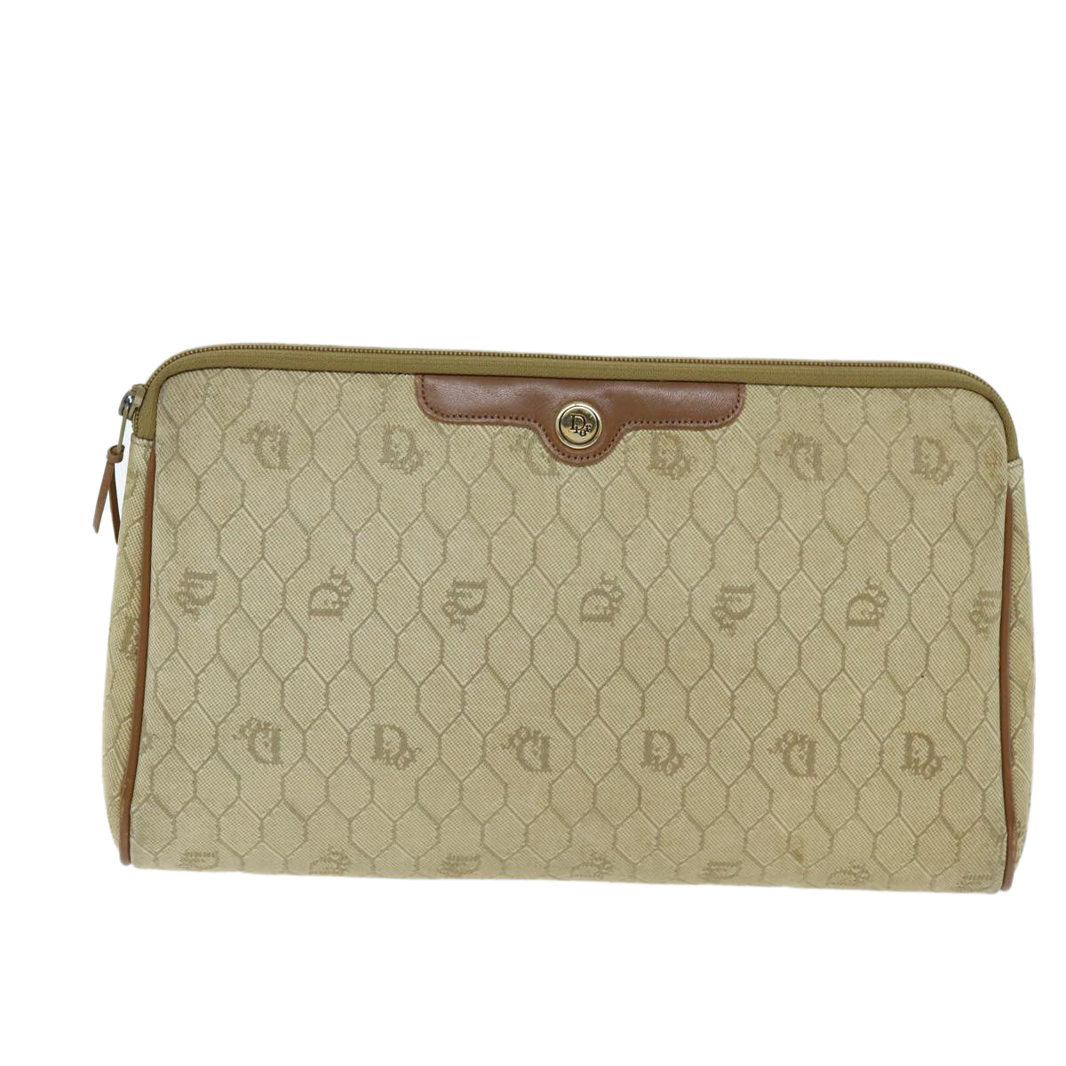 Dior Honeycomb Beige Canvas Clutch Bag