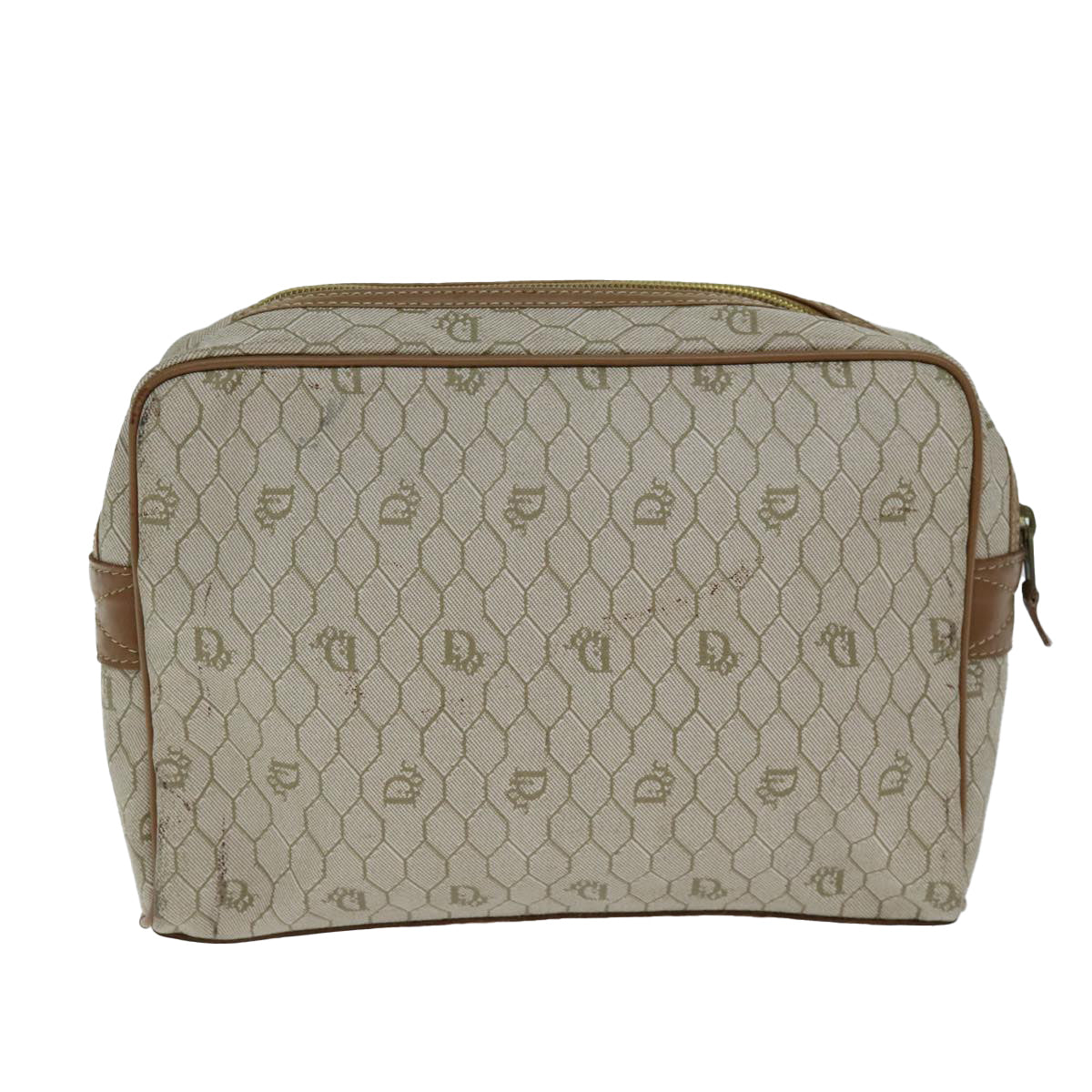 Dior Honeycomb Beige Canvas Clutch Bag